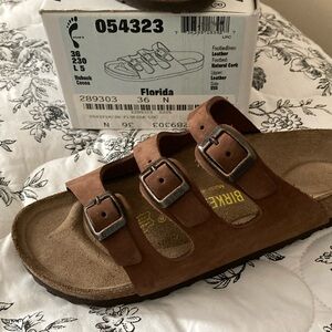 NIB Birkenstock Nubuck Cocoa Brown Sandal 36